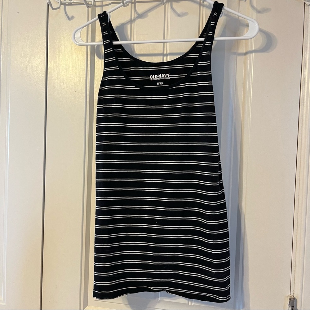 Old navy black tank top with white stripes